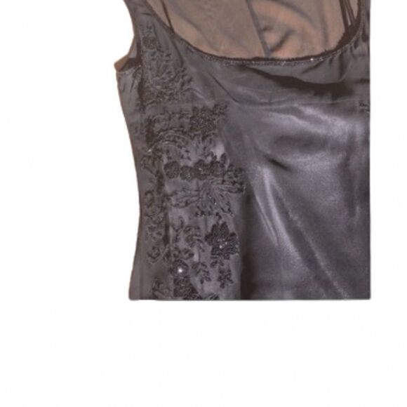 TAHARI Dress sheer sleeveless beaded silk black with grey slip two piece size 2 - Picture 15 of 16